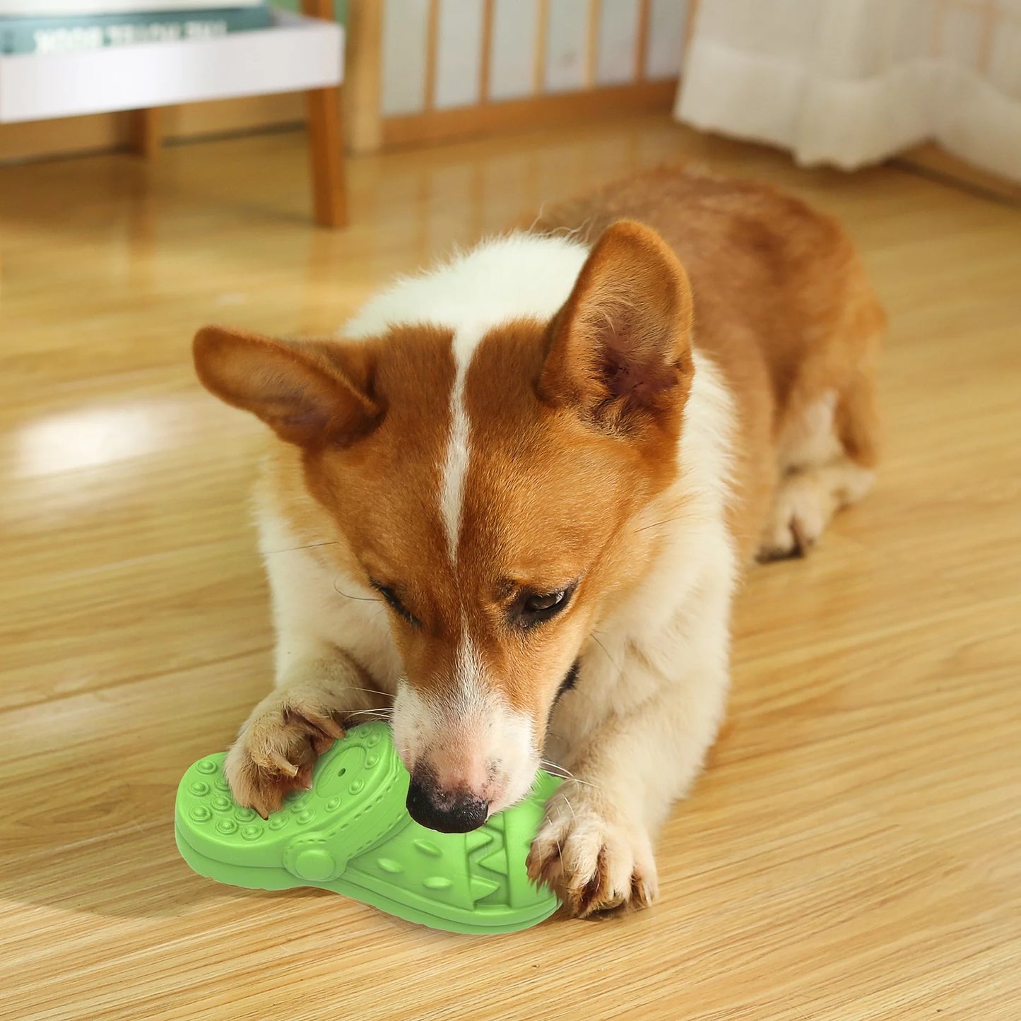 Durable Squeaky Dog Chew Toy for Aggressive Chewers - Shoe-Shaped Design for Dental Health