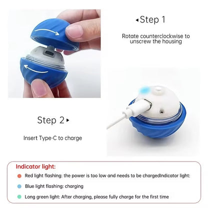 Automatic Interactive Dog Toy Ball - USB Rechargeable Moving and Bouncing Chew Toy for Puppies