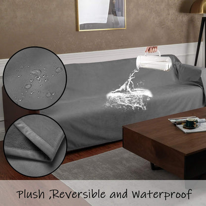 Reversible 100% Waterproof Velvet Pet Bed Blanket - Super Soft for Sofa and Bed (40"x60", Light Grey & Grey)