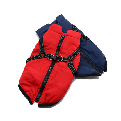 UK Autumn/Winter Pet Vest - Warm Padded Coat with Harness and Zip Jacket for Dogs and Cats