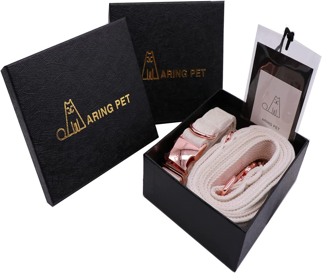 Soft White Velvet Dog Collar and Leash Set, Adjustable for Comfort and Style