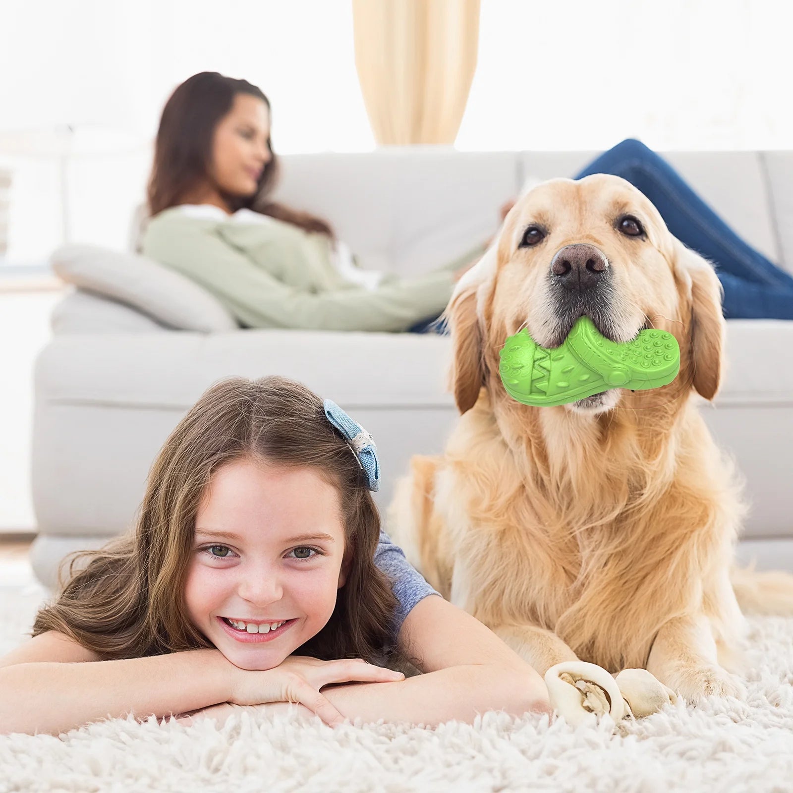 Durable Squeaky Dog Chew Toy for Aggressive Chewers - Shoe-Shaped Design for Dental Health
