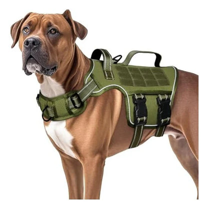 Heavy-Duty Tactical Dog Harness for Large Breeds, No-Pull Design with Molle System, Easy-On/Off Service Dog Vest, Breathable Padded and Adjustable Reflective Vest for Walking, Hiking, and Training