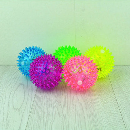 Durable Rubber Dog Spiky Ball Toys with Squeaky Feature, Ultra Bouncy Chew Balls for Puppy Teething and Dental Care