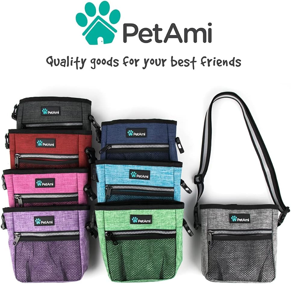 Dog Training Treat Pouch and Walking Bag with Poop Bag Dispenser - Versatile Wear Options (Heather Gray)