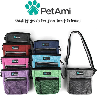 Dog Training Treat Pouch and Walking Bag with Poop Bag Dispenser - Versatile Wear Options (Heather Gray)