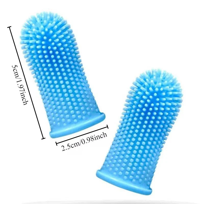 360-Degree Dog Toothbrush Kit with Finger Brush for Cats and Dogs, Ideal for Small and Large Pets - Blue, 1-Pack (Toothpaste Not Included)