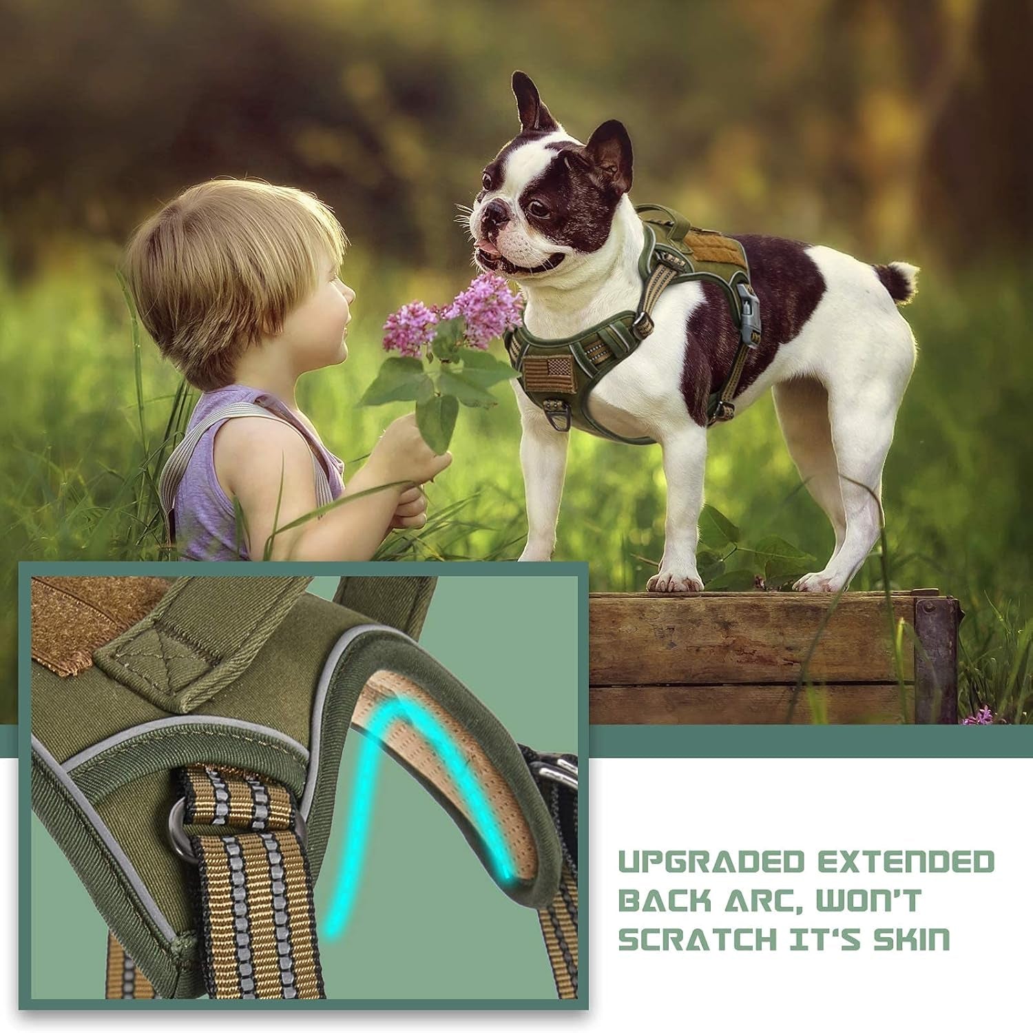 Professional Tactical Dog Harness for Medium Dogs - No Pull Design, Reflective Vest for Training and Walking, Adjustable with Handle, Green M