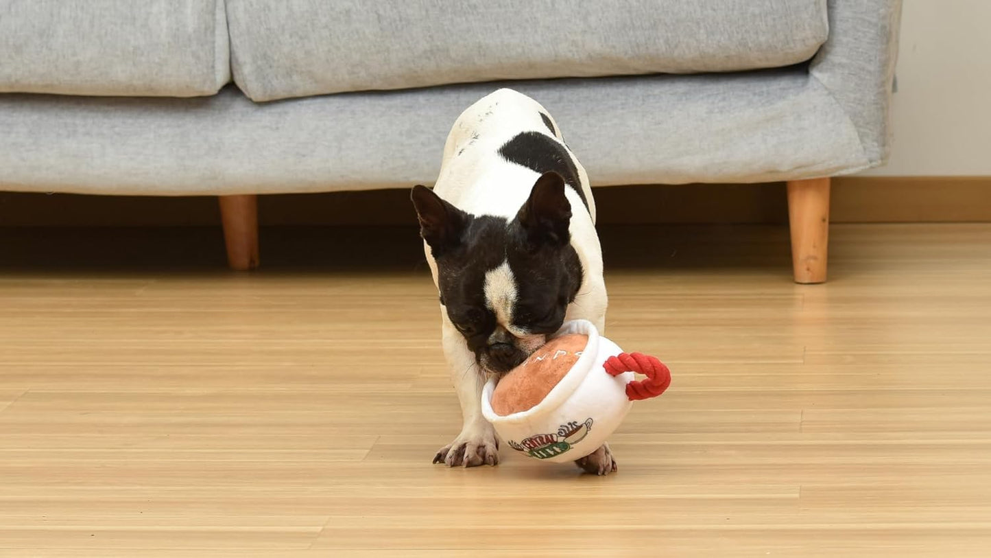 Central Perk Coffee Mug Plush Dog Toy with Rope Handle | Soft Squeaky Toy for Dogs | Stuffed Toy with Squeaker for Enhanced Playtime | Friends Collectible Item