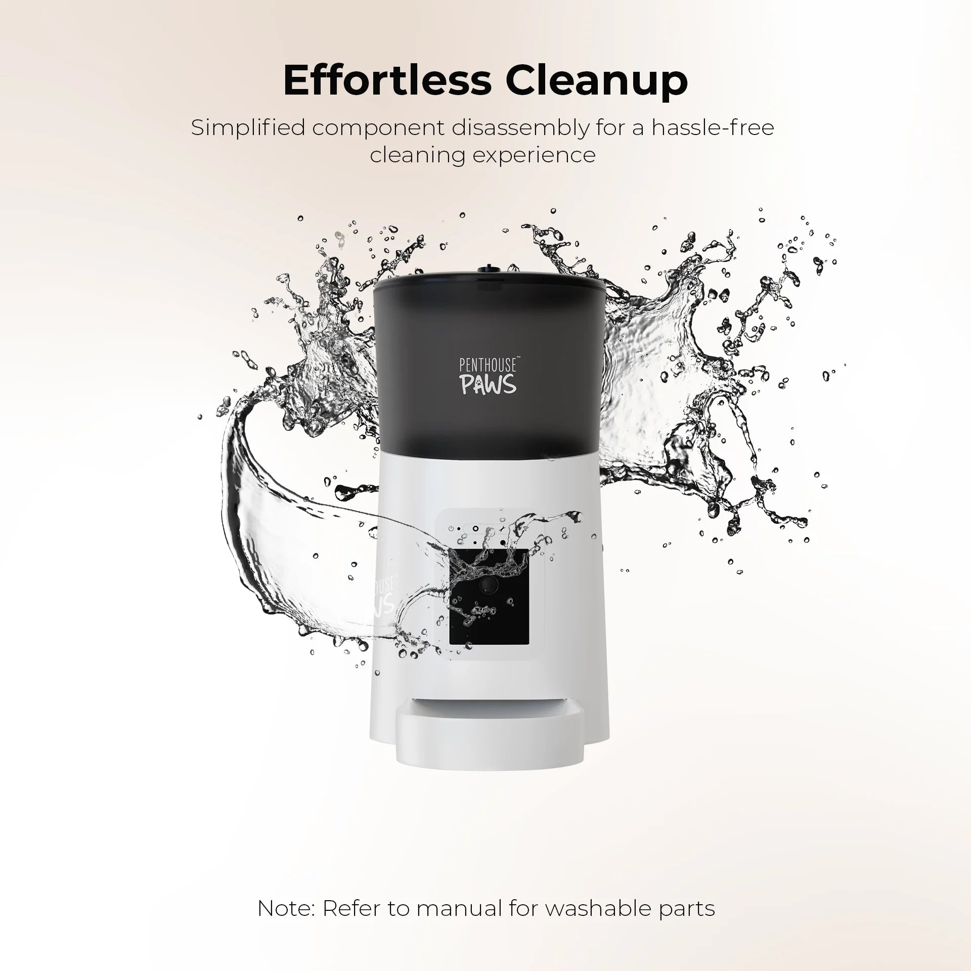 Penthouse Paws Smart HD Pet Feeder with 6L Capacity, 1080P Camera, Two-Way Audio, Scheduled Feeding, Backup Power, Easy Clean Design, and Anti-Jam Features for Cats and Dogs, Black