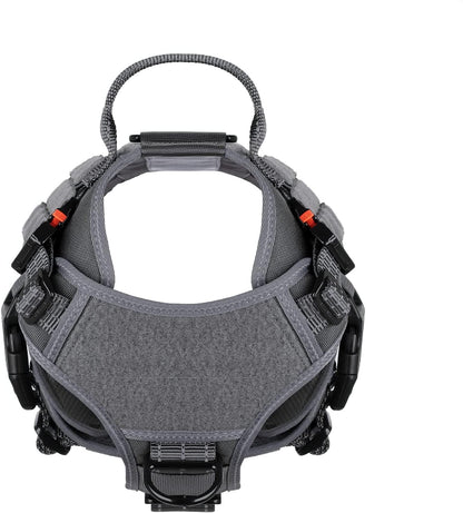 Tactical Dog Harness for Medium Dogs,Reflective No Pull Dog Vest | with Control Handle,Adjustable,Front Hook,2 Leash Clips,Soft Padded,Molle Panel,Grey,Medium