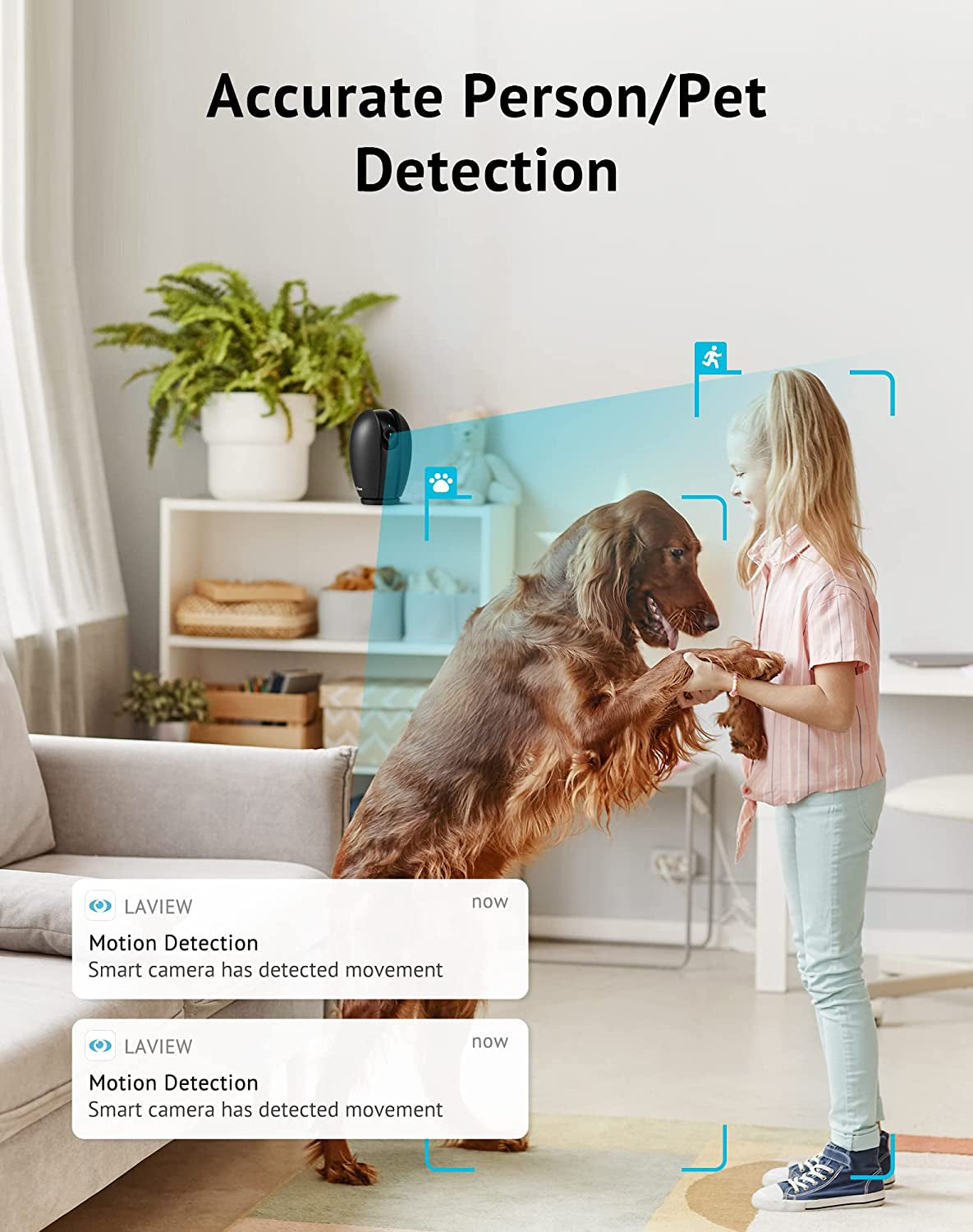 Indoor 1080P Security Camera with Sound and Motion Detection, 360° Baby Monitor and Pet Camera, Wi-Fi Connectivity, Two-Way Audio, Night Vision, SD and Cloud Storage, Compatible with Alexa