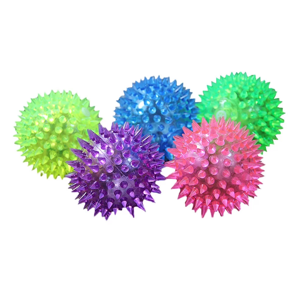 Durable Rubber Dog Spiky Ball Toys with Squeaky Feature, Ultra Bouncy Chew Balls for Puppy Teething and Dental Care