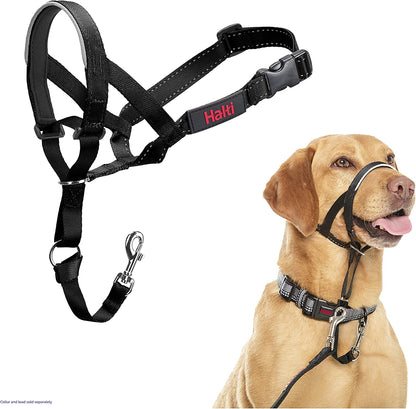 Headcollar for Dogs | Size 3, Black | Stop Your Dog Pulling on the Lead | Adjustable, Reflective, Lightweight | Padded Nose Band | Training Collar for Medium Dogs