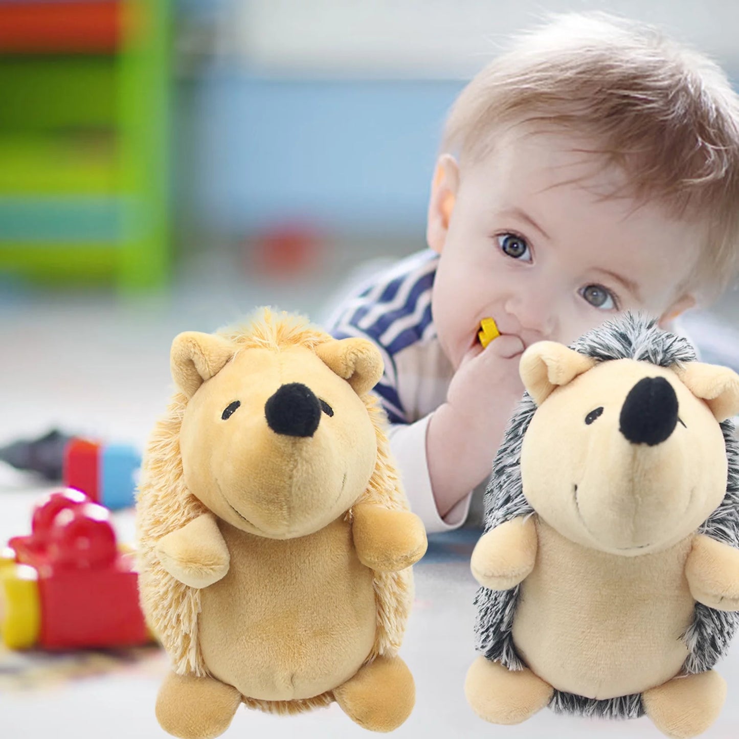 Soft Plush Squeaky Hedgehog Dog Toy - Ideal for Biting, Training, and Playtime for Dogs and Puppies