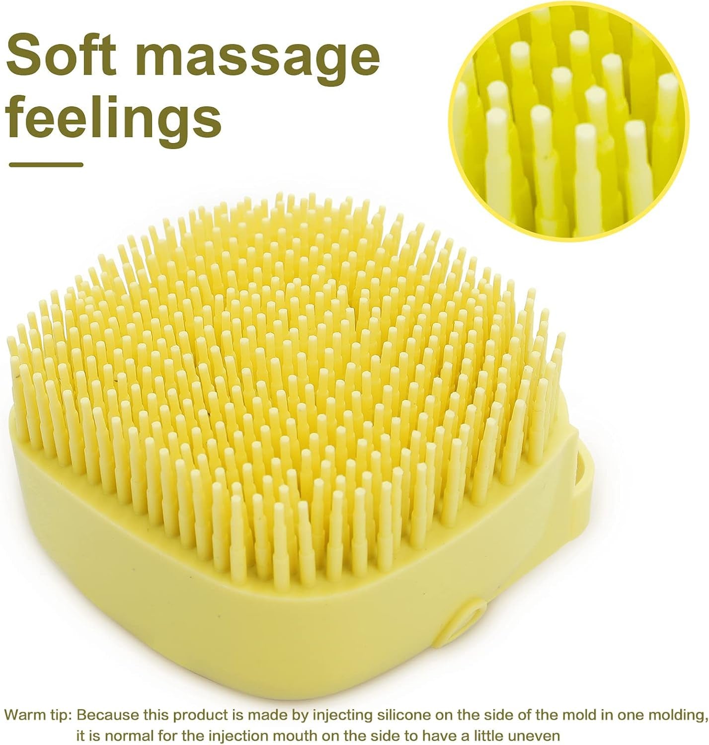 Soft Silicone Pet Bath Brush with Shampoo Dispenser for Dogs and Cats - Grooming Shower Scrubber (Yellow)