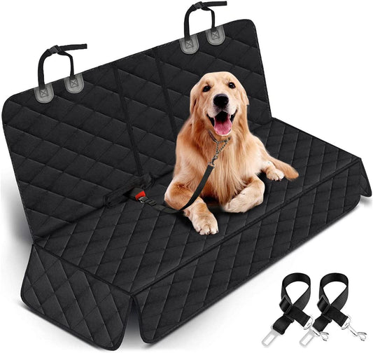 Dog Car Seat Cover - Waterproof Back Seat Protector for Pets, Durable and Fits Most Cars, SUVs, and Trucks (53” Width) - Black