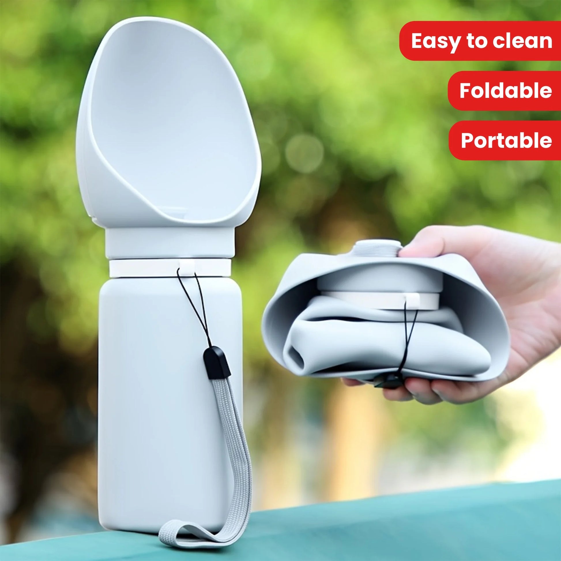 Portable Dog Water Dispenser with Feeding Bowl, Soft Silicone and Foldable Design, Easy to Clean