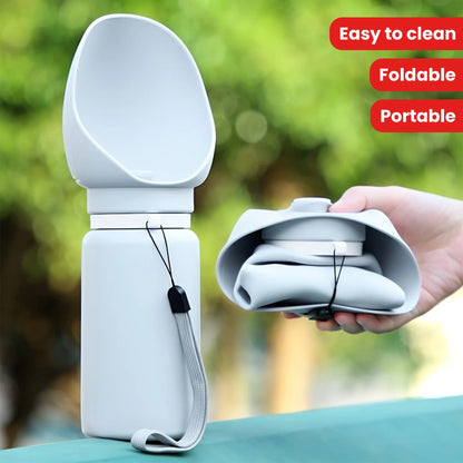 Portable Dog Water Dispenser with Feeding Bowl, Soft Silicone and Foldable Design, Easy to Clean