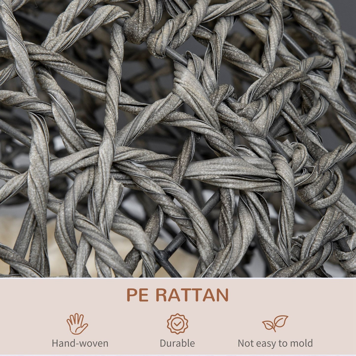 Pawhut Rattan Elevated Cat House with Cushion - Grey Pet Furniture