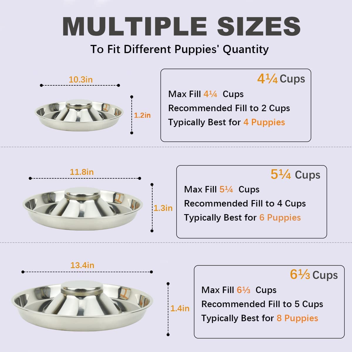 Stainless Steel Dog Bowls for Puppies - 11.8 Inch Feeding and Water Dishes