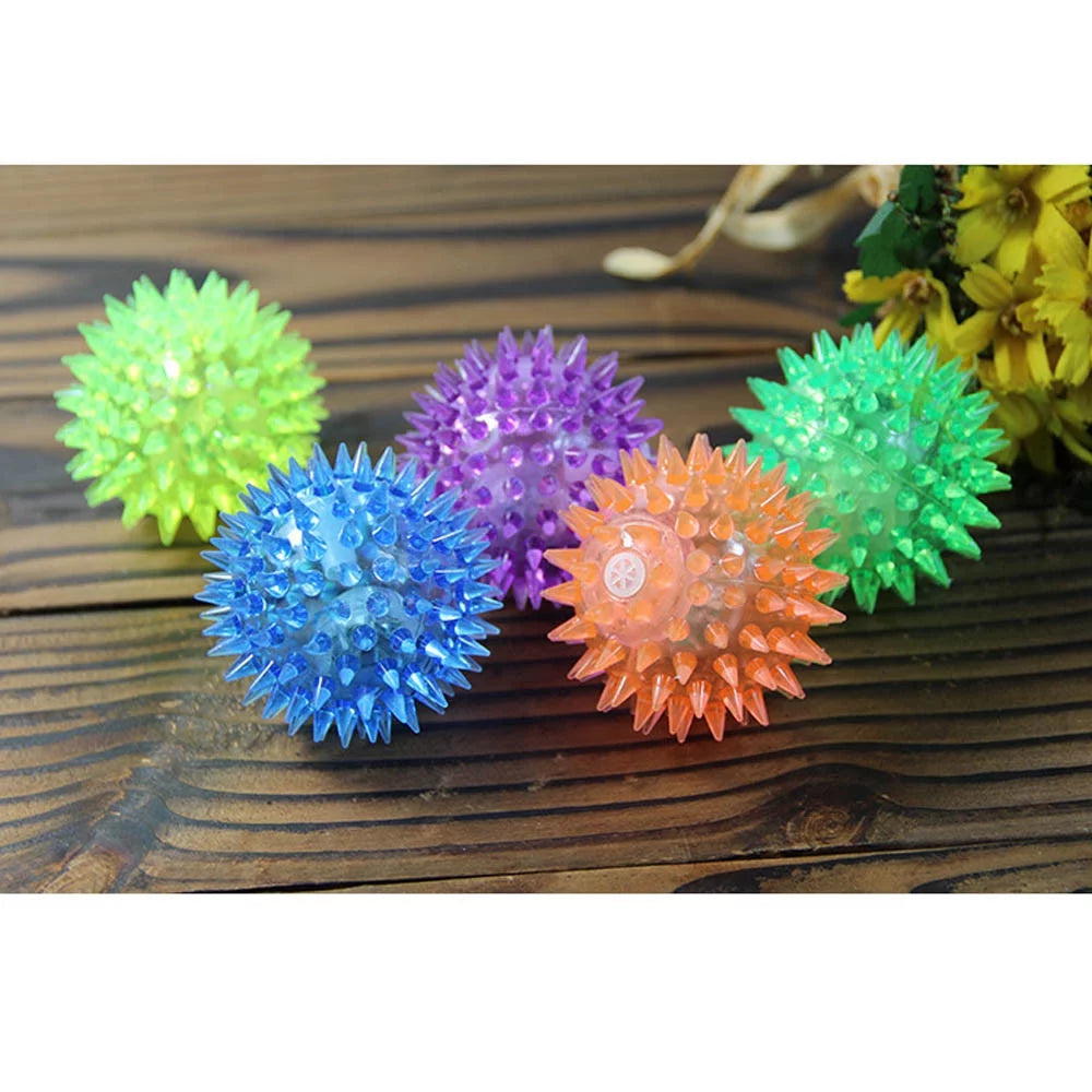 Durable Rubber Dog Spiky Ball Toys with Squeaky Feature, Ultra Bouncy Chew Balls for Puppy Teething and Dental Care