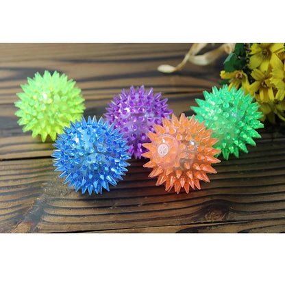 Durable Rubber Dog Spiky Ball Toys with Squeaky Feature, Ultra Bouncy Chew Balls for Puppy Teething and Dental Care