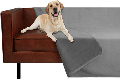 Reversible 100% Waterproof Velvet Pet Bed Blanket - Super Soft for Sofa and Bed (40"x60", Light Grey & Grey)