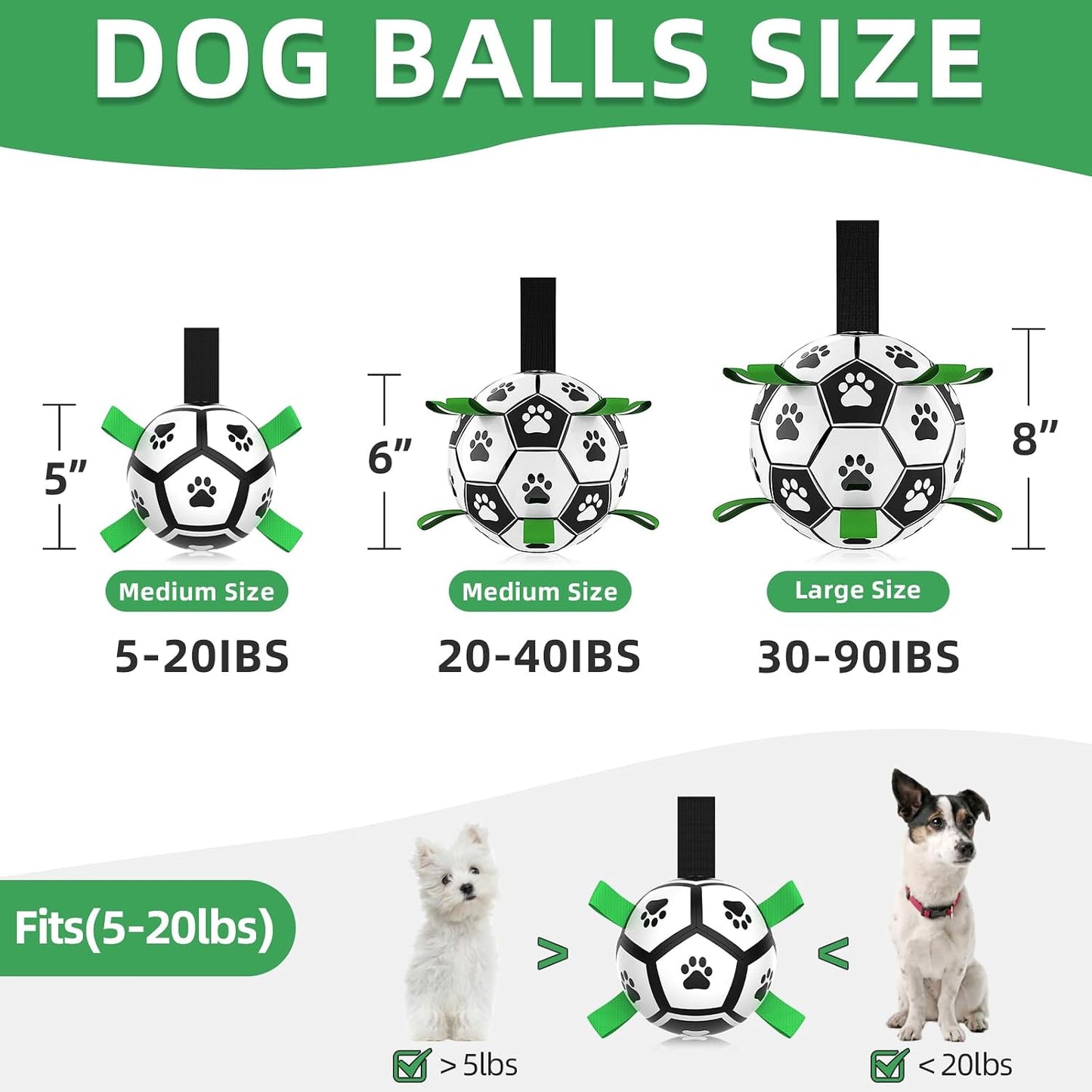 Dog Balls Dog Football Toys Dog Toy Ball (5 Inch Small) | Durable High Bounce Floating Dog Balls, Dog Water Toys, Interactive Dog Ball Indoor Outdoor Play, Ideal Dog Birthday Gifts