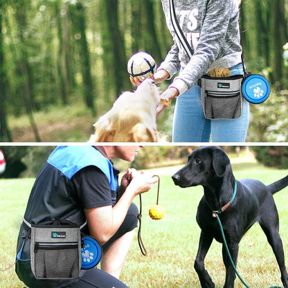 Dog Training Treat Pouch and Walking Bag with Poop Bag Dispenser - Versatile Wear Options (Heather Gray)