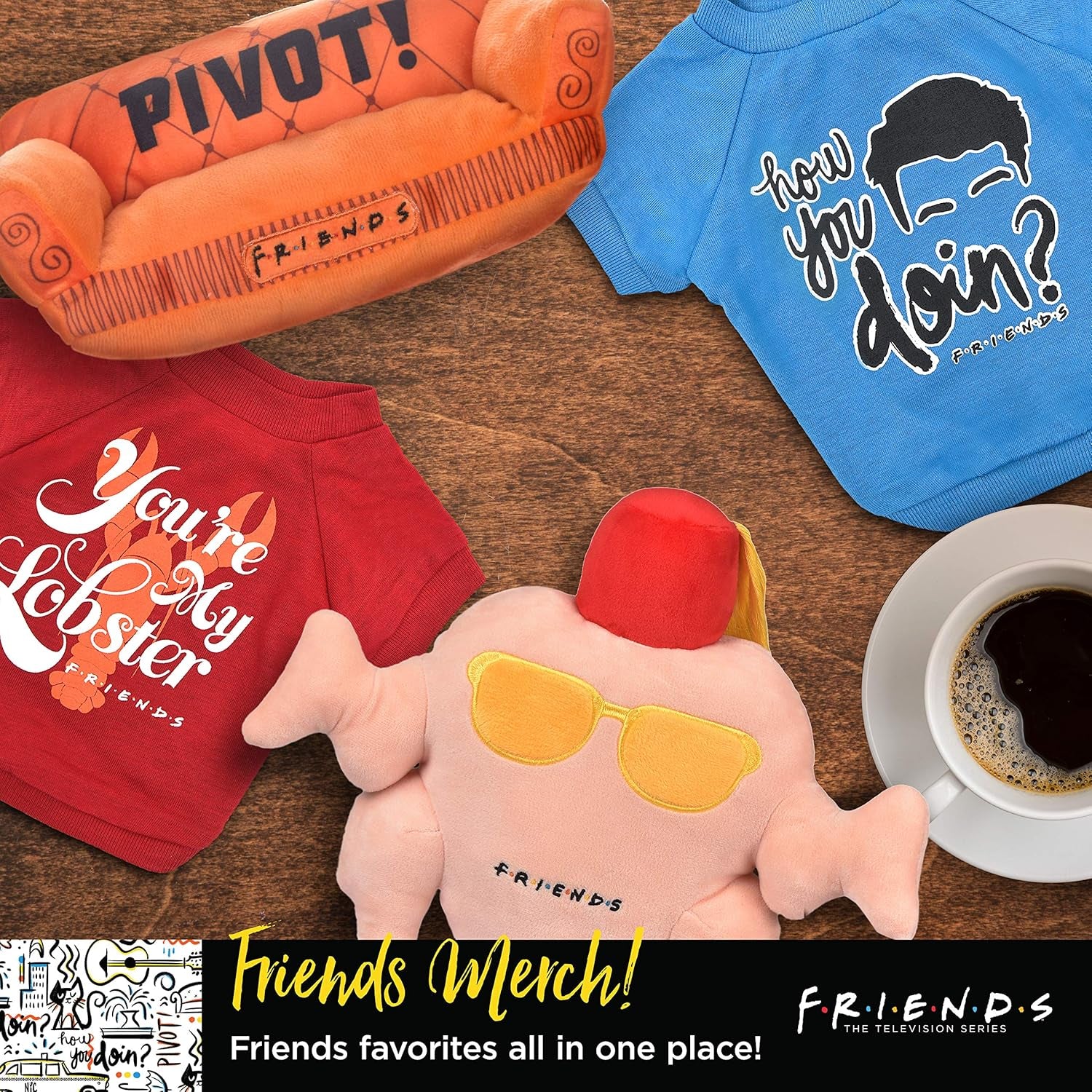 Central Perk Coffee Mug Plush Dog Toy with Rope Handle | Soft Squeaky Toy for Dogs | Stuffed Toy with Squeaker for Enhanced Playtime | Friends Collectible Item