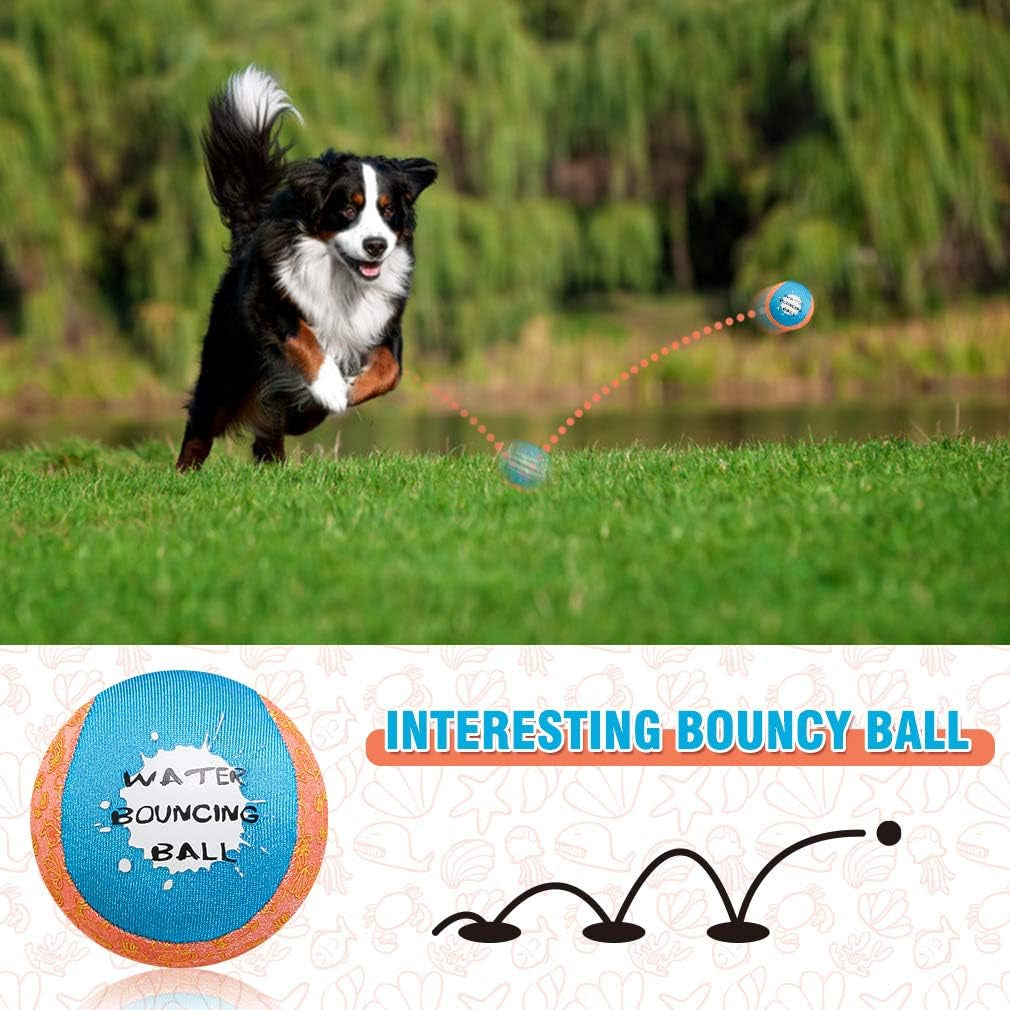 Dog Water Toy Bouncing Balls - Set of 2 Floating Interactive Chew Balls for Outdoor Pool and Lake Activities