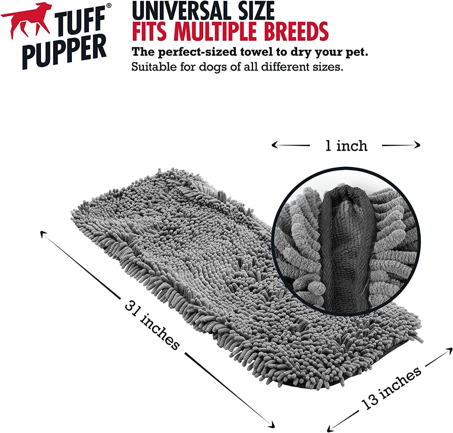 Extra Large Ultra Absorbent Microfiber Dog Bath Towel - 35"x15" with Comfortable Hand Pockets, Suitable for Indoor and Outdoor Use, Durable and Machine Washable