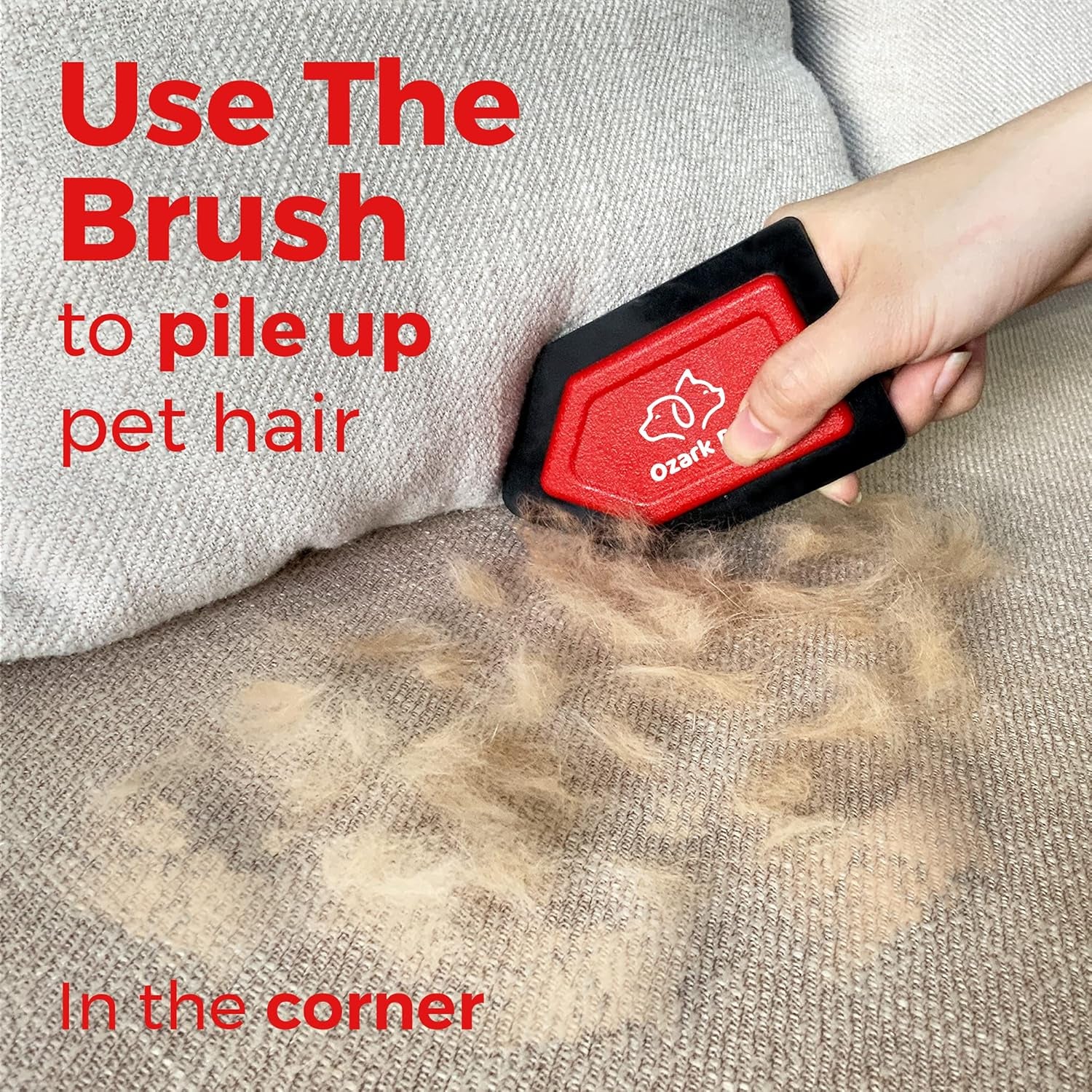 Mini Pet Hair Remover for Cats and Dogs - Edge Sweeping Detailer Kit for Couch, Car, and Comforter - Essential Cleaning Tool (Red)