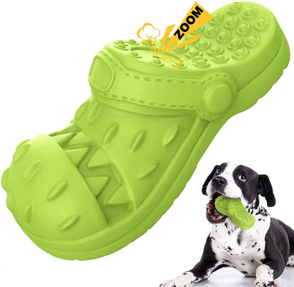 Durable Squeaky Dog Chew Toy for Aggressive Chewers - Shoe-Shaped Design for Dental Health