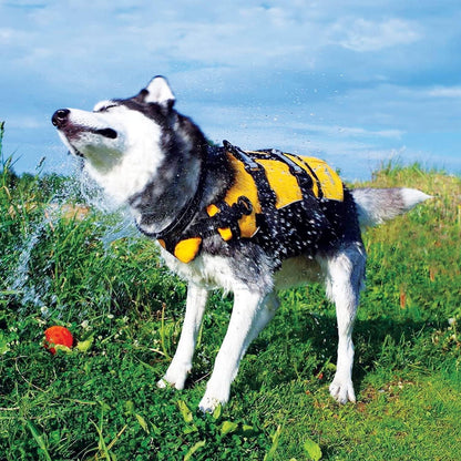 DFD Adjustable Dog Life Jacket - Enhanced Safety Vest with Reflective Trim and Durable Grab Handle - 50% Increased Flotation Material - Small Size, Red